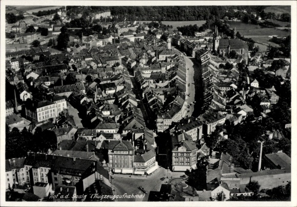 Ak Hof an der Saale Oberfranken Bayern, Fliegeraufnahme