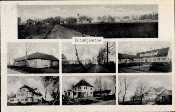 Postcard Ludwigsmoos Königsmoos in Upper Bavaria, different views of the village