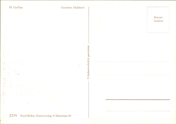 Artist Postcard Geilfus, H., Disturbed Meal, Hunter, Wild Boar