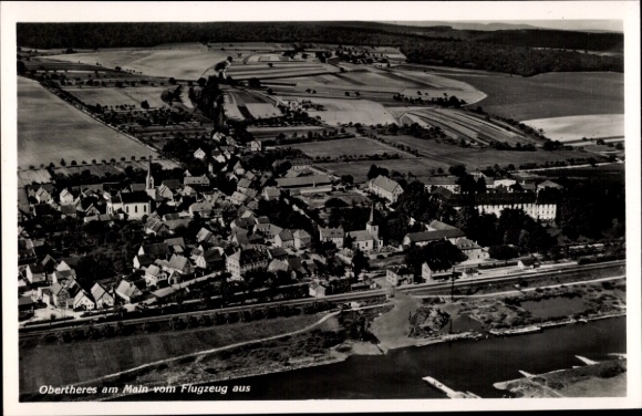 Postcard Obertheres Theres in Lower Franconia, aerial photograph