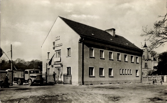 Postcard Nennhausen in Havelland, MTS, machine-tractor station