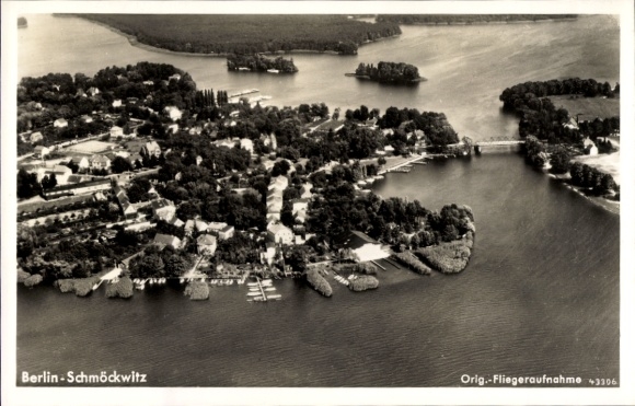Postcard Berlin Köpenick Schmöckwitz, aerial photograph