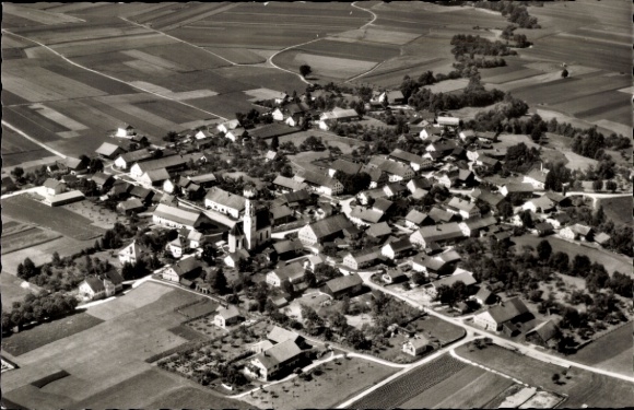 Postcard Raisting Upper Bavaria, aerial photograph