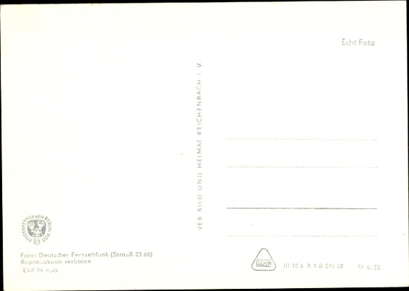 Postcard Unser Sandmännchen, Meister Nadelöhr, Pittiplatsch, Schnatterinchen, DDR children's television, G 6118