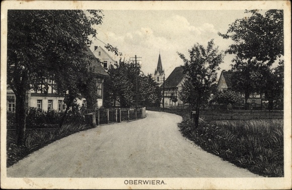 Postcard Oberwiera in Saxony, street section in town