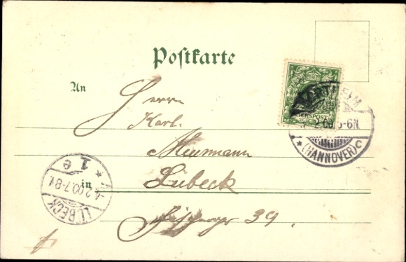 Coat of arms Chromo-Litho Northeim in Lower Saxony, post office, market square, observation tower