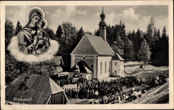 Postcard Kirchwald Nußdorf am Inn Upper Bavaria, pilgrimage church, procession, miraculous image