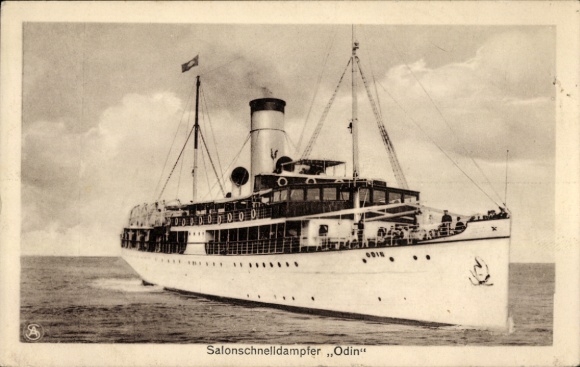 Ak-stoomboot Odin, rederij Braeunlich Stettin, salon-snelstoomboot