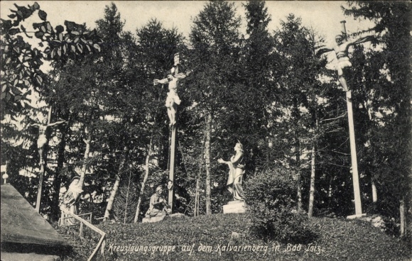 Postcard Bad Tölz in Upper Bavaria, crossing group on the Calvary Hill