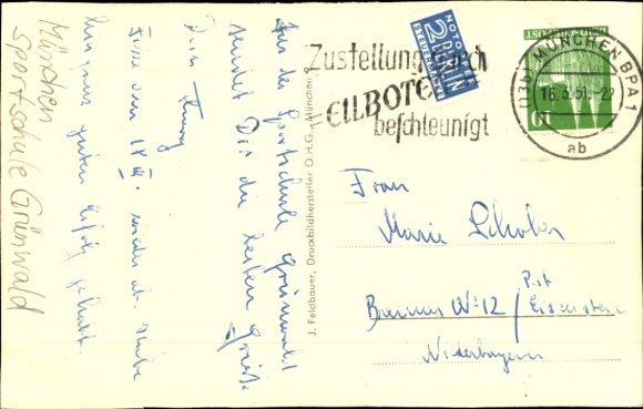 Photo Postcard Grünwald near Munich, Grünwald Sports School, Dining Room