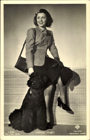 Postcard actress Jenny Jugo, dog