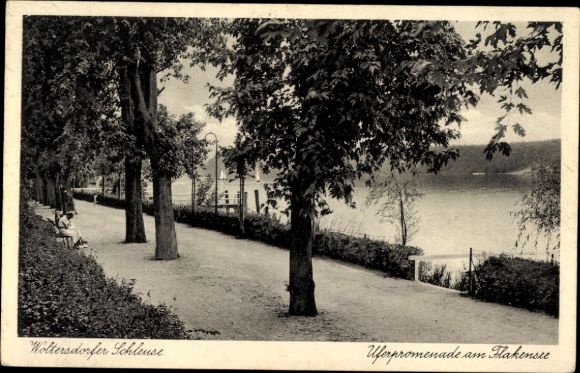 Ak Woltersdorfer Schleuse, Uferpromenade am Flakensee