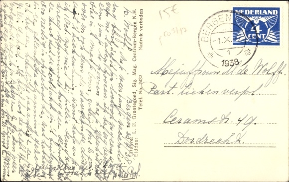 Ak Bergen Noord-Holland Nederland, Dorpshoekje, Oud huis in het dorp
