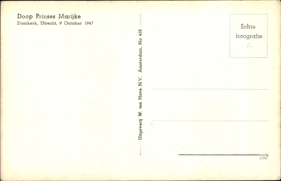 Postcard Queen Juliana of the Netherlands, Prince Bernhard, Christening of Princess Marijke