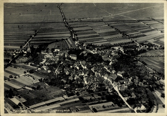 Postcard Völkersbach Malsch in Baden, Mahlberg, aerial photograph