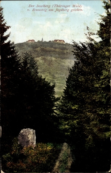 Postcard Oberhof in the Thuringian Forest, Inselberg, Rennsteig, Jagdberg, forest landscape