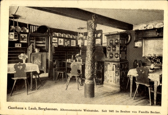 Postcard Berghausen Pfinztal am Kraichgau, Gasthaus zum Laub, Becker family