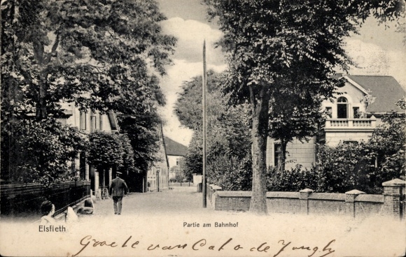 Postcard Elsfleth on the Lower Weser, at the train station