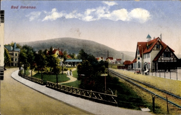 Postcard Ilmenau in Thuringia, train station