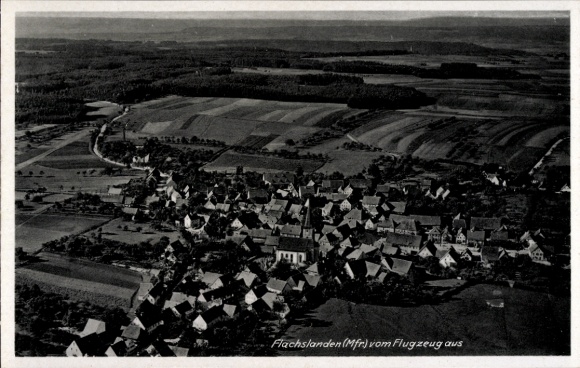 Postcard Flachslanden in Middle Franconia, aerial photograph