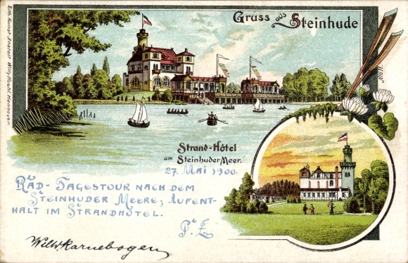 Chromo-Litho Steinhude Wunstorf in Lower Saxony, beach hotel, Steinhuder Meer