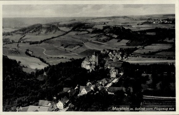Ak Morstein Gerabronn Baden Württemberg, Schloss Morstein, Fliegeraufnahme