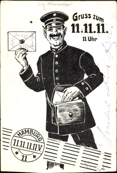 Artist Postcard Hamburg, Special Date, 11.11.11, Postman, Letter