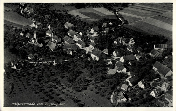 Postcard Wolpertswende in Württemberg, aerial view of village view, houses, rural surroundings