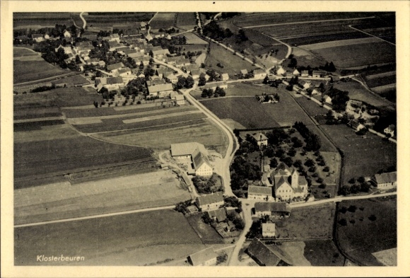 Postcard Klosterbeuren Babenhausen in Swabia, aerial photograph
