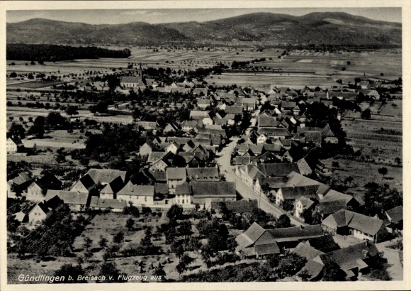 Ak Gündlingen Breisach am Oberrhein, Fliegeraufnahme