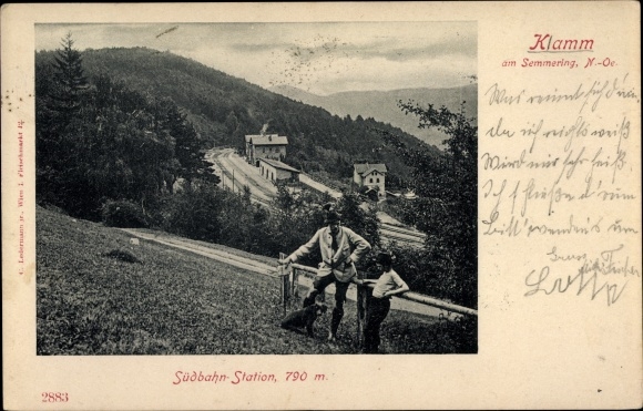 Postcard Klamm am Semmering Lower Austria, Südbahn station