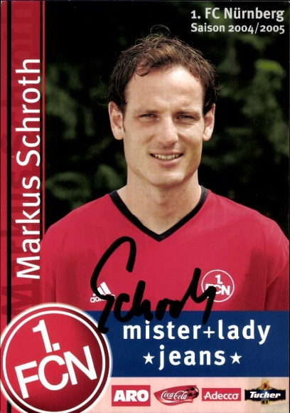 Karta z autografem piłkarza Markusa Schrotha, 1. FC Nuremberg, autograf