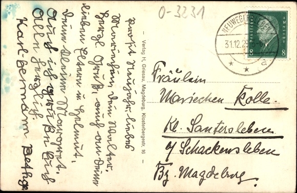Postcard Neuwegersleben Saxony Anhalt, church, domain, post office