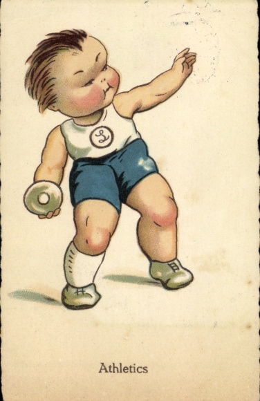 Athletics, boy as athlete, discus thrower