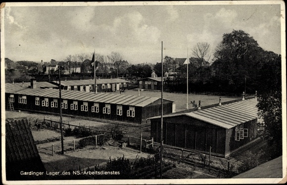 Ak Garding in Noord-Friesland, Rijksarbeidsdienst, kamp van de NS Arbeidsdienst