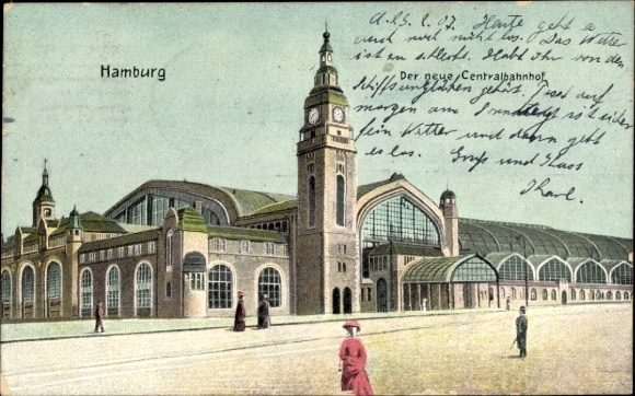 Postcard Hamburg Mitte St. Georg, Hauptbahnhof