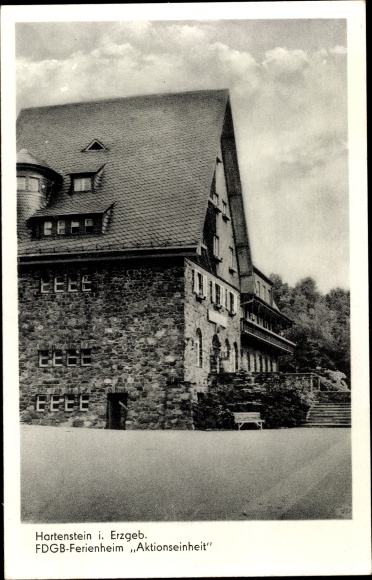 Postcard Hartenstein Ore Mountains, FDGB holiday home action unit