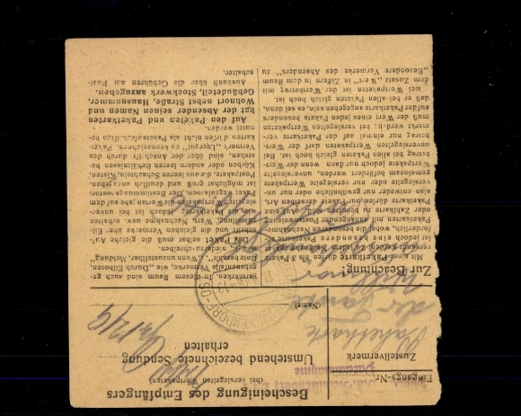 Michel No. 933 (2) on parcel card