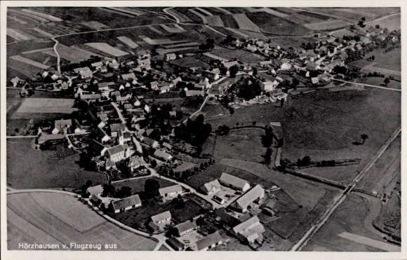 Postcard Hörzhausen Schrobenhausen in Upper Bavaria, aerial photograph