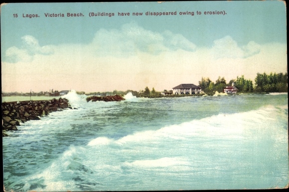 Ak Lagos Nigeria, Victoria Beach, Gebouwen zijn nu verdwenen door erosie
