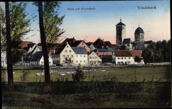 Ak Windsbach Mittelfranken, Blick auf den Ort, Türme