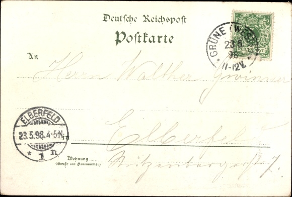 Chromo-Litho Green Iserlohn in the Märkisches Kreis, Dechen cave, royal hall, dwarfs, organ grotto, train station