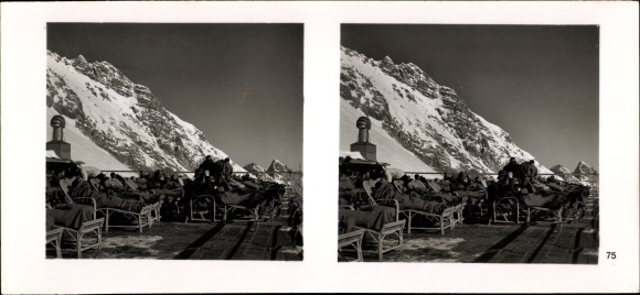 Stereo Raumbild Foto "Traditionsgau München Oberbayern" Nr. 75 Schneefernerhaus, Zugspitze, Terrasse