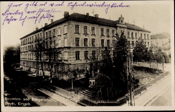 Ak Geyer im Erzgebirge Sachsen, Beamtenschule und Bürgerschule