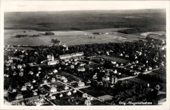 Postcard Planegg Upper Bavaria, aerial photograph
