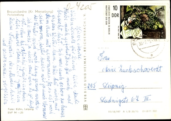 Postcard Braunsbedra in Saalekreis, bird's eye view of the park settlement, Omnibus