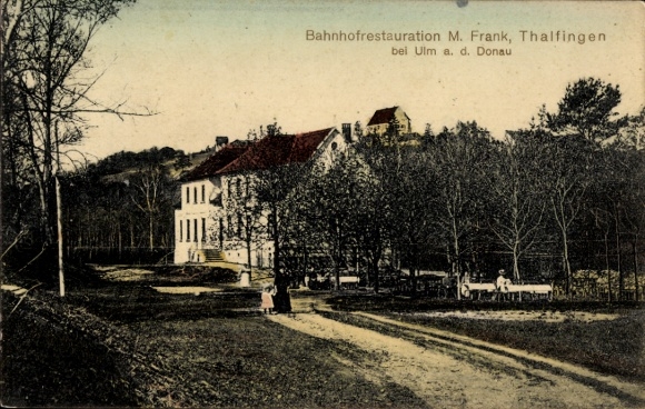 Ak Thalfingen Elchingen Schwaben, Bahnhofrestauration M. Frank