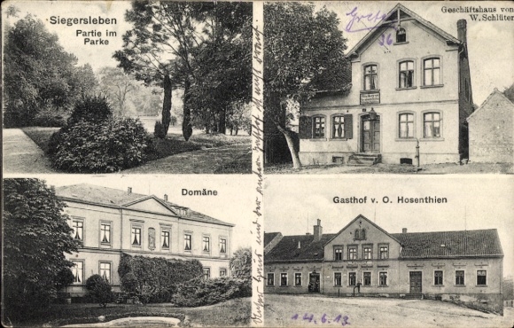 Postcard Siegersleben Ovelgünne Eilsleben in Saxony-Anhalt, business building of W. Schlüter, inn