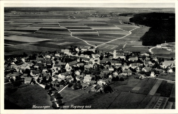 Postcard Hawangen in Schwaben Unterallgäu, aerial photograph
