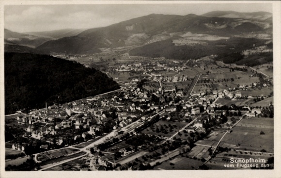 Postcard Schopfheim in Baden, aerial photograph